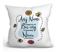 MUGFFINS Personalised Cushion for NIECE Padding included - in English - Thanks For Beeing - Funny custom gift - Pillow: cover and filling 15.7x15.7 inches