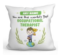 MUGFFINS Personalised Cushion for OCCUPATIONAL THERAPIST man Padding included - in English - You are World's Best - Funny custom gift - Pillow: cover and filling 15.7x15.7 inches