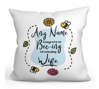 MUGFFINS Personalised Cushion for WIFE Padding included - in English - Thanks For Beeing - Funny custom gift - Pillow: cover and filling 15.7x15.7 inches
