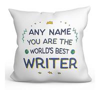 MUGFFINS Personalised Cushion for WRITER Padding included - in English - World's Best - Funny custom gift - Pillow: cover and filling 15.7x15.7 inches