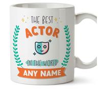 MUGFFINS Personalised Mug for Actor Man - in English - World's Best - with Doodle - Funny Custom Gift for Colleagues - Ceramic 11oz Mug