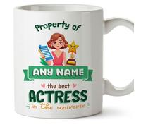 MUGFFINS Personalised Mug for Actress Woman - in English - Property of - Funny Custom Gift for Colleagues - Ceramic 11oz Mug