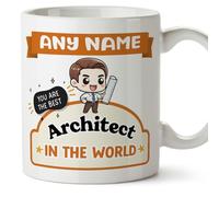 MUGFFINS Personalised Mug for Architect Man - in English - Best in The World - Kawaii - Funny Custom Gift for Colleagues - Ceramic 11oz Mug