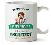MUGFFINS Personalised Mug for Architect Man - in English - Property of - Funny Custom Gift for Colleagues - Ceramic 11oz Mug