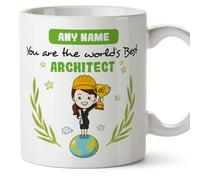 MUGFFINS Personalised Mug for Architect Woman - in English - You are World's Best - Funny Custom Gift for Colleagues - Ceramic 11oz Mug