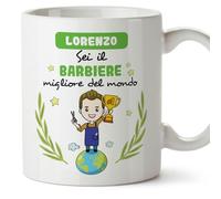 MUGFFINS Personalised Mug for Barber Man - in Italian - Sei Migliore del Mondo - Funny Custom Gift for Colleagues - Ceramic 11oz Mug
