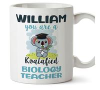 MUGFFINS Personalised Mug for Biology Teacher Man - in English - Custom Koalafied - Funny Custom Gift for Colleagues - Ceramic 11oz Mug