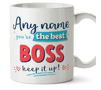MUGFFINS Personalised Mug for BOSS Man - in English - Keep it up! - Funny Custom Gift for Colleagues - Ceramic 11oz Mug