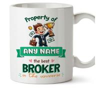 MUGFFINS Personalised Mug for Broker Man - in English - Property of - Funny Custom Gift for Colleagues - Ceramic 11oz Mug