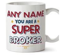 MUGFFINS Personalised Mug for Broker Woman - in English - You are Super - Funny Custom Gift for Colleagues - Ceramic 11oz Mug