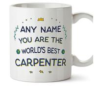 MUGFFINS Personalised Mug for Carpenter - in English - World's Best - Funny Custom Gift for Colleagues - Ceramic 11oz Mug