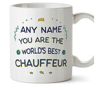MUGFFINS Personalised Mug for Chauffeur - in English - World's Best - Funny Custom Gift for Colleagues - Ceramic 11oz Mug