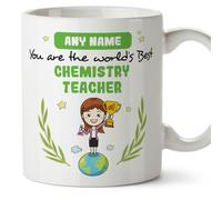 MUGFFINS Personalised Mug for Chemistry Teacher Woman - in English - You are World's Best - Funny Custom Gift for Colleagues - Ceramic 11oz Mug