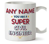MUGFFINS Personalised Mug for Civil Engineer - in English - You are Super - Funny Custom Gift for Colleagues - Ceramic 11oz Mug