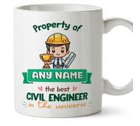 MUGFFINS Personalised Mug for Civil Engineer Man - in English - Property of - Funny Custom Gift for Colleagues - Ceramic 11oz Mug
