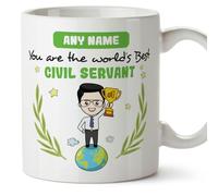 MUGFFINS Personalised Mug for Civil Servant Man - in English - You are World's Best - Funny Custom Gift for Colleagues - Ceramic 11oz Mug