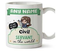 MUGFFINS Personalised Mug for Civil Servant Woman - in English - Best in The World - Kawaii - Funny Custom Gift for Colleagues - Ceramic 11oz Mug