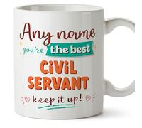 MUGFFINS Personalised Mug for Civil Servant Woman - in English - Keep it up! - Funny Custom Gift for Colleagues - Ceramic 11oz Mug