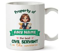 MUGFFINS Personalised Mug for Civil Servant Woman - in English - Property of - Funny Custom Gift for Colleagues - Ceramic 11oz Mug