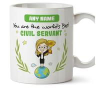 MUGFFINS Personalised Mug for Civil Servant Woman - in English - You are World's Best - Funny Custom Gift for Colleagues - Ceramic 11oz Mug