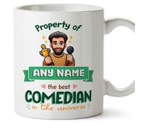 MUGFFINS Personalised Mug for Comedian Man - in English - Property of - Funny Custom Gift for Colleagues - Ceramic 11oz Mug
