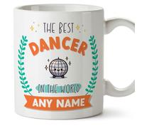 MUGFFINS Personalised Mug for Dancer Man - in English - World's Best - with Doodle - Funny Custom Gift for Colleagues - Ceramic 11oz Mug