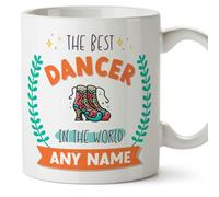 MUGFFINS Personalised Mug for Dancer Woman - in English - World's Best - with Doodle - Funny Custom Gift for Colleagues - Ceramic 11oz Mug