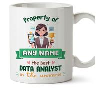 MUGFFINS Personalised Mug for Data Analyst Woman - in English - Property of - Funny Custom Gift for Colleagues - Ceramic 11oz Mug