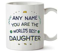 MUGFFINS Personalised Mug for Daughter - in English - World's Best - Funny Custom Gift - Ceramic 11oz Mug