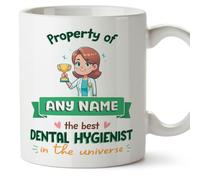 MUGFFINS Personalised Mug for Dental Hygienist Woman - in English - Property of - Funny Custom Gift for Colleagues - Ceramic 11oz Mug