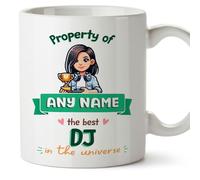 MUGFFINS Personalised Mug for DJ Woman - in English - Property of - Funny Custom Gift for Colleagues - Ceramic 11oz Mug