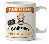 MUGFFINS Personalised Mug for Engineer Woman - in English - Best in The World - Kawaii - Funny Custom Gift for Colleagues - Ceramic 11oz Mug