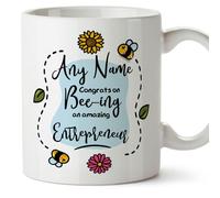 MUGFFINS Personalised Mug for Entrepreneur - in English - Thanks for Beeing - Funny Custom Gift for Colleagues - Ceramic 11oz Mug