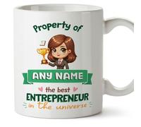 MUGFFINS Personalised Mug for Entrepreneur Woman - in English - Property of - Funny Custom Gift for Colleagues - Ceramic 11oz Mug
