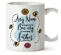 MUGFFINS Personalised Mug for Father/DAD - in English - Thanks for Beeing - Funny Custom Gift - Ceramic 11oz Mug