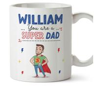 MUGFFINS Personalised Mug for Father/DAD - in English - You are Super! - Funny Custom Gift - Ceramic 11oz Mug