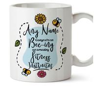 MUGFFINS Personalised Mug for Fitness Instructor - in English - Thanks for Beeing - Funny Custom Gift for Colleagues - Ceramic 11oz Mug