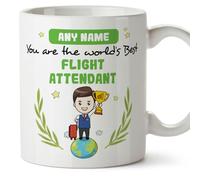 MUGFFINS Personalised Mug for Flight Attendant Man - in English - You are World's Best - Funny Custom Gift for Colleagues - Ceramic 11oz Mug