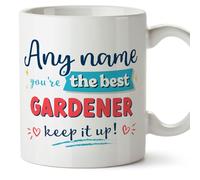MUGFFINS Personalised Mug for Gardener Man - in English - Keep it up! - Funny Custom Gift for Colleagues - Ceramic 11oz Mug
