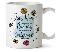 MUGFFINS Personalised Mug for Girlfriend - in English - Thanks for Beeing - Funny Custom Gift - Ceramic 11oz Mug