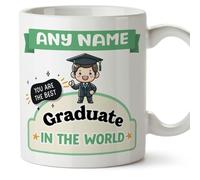 MUGFFINS Personalised Mug for Graduate Man - in English - Best in The World - Kawaii - Funny Custom Gift for Colleagues - Ceramic 11oz Mug