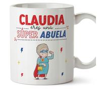 MUGFFINS Personalised Mug for Grandmother/Grandma - in Spanish - ¡Eres Súper! - Funny Custom Gift - Ceramic 11oz Mug