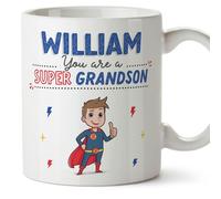 MUGFFINS Personalised Mug for Grandson - in English - You are Super! - Funny Custom Gift - Ceramic 11oz Mug