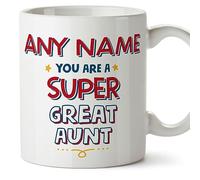 MUGFFINS Personalised Mug for Great Aunt - in English - You are Super - Funny Custom Gift - Ceramic 11oz Mug