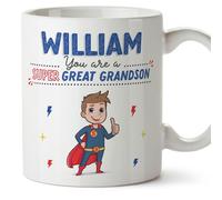MUGFFINS Personalised Mug for Great Grandson - in English - You are Super! - Funny Custom Gift - Ceramic 11oz Mug