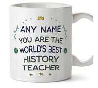 MUGFFINS Personalised Mug for History Teacher - in English - World's Best - Funny Custom Gift for Colleagues - Ceramic 11oz Mug