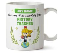 MUGFFINS Personalised Mug for History Teacher Woman - in English - You are World's Best - Funny Custom Gift for Colleagues - Ceramic 11oz Mug