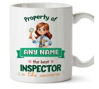 MUGFFINS Personalised Mug for Inspector Woman - in English - Property of - Funny Custom Gift for Colleagues - Ceramic 11oz Mug
