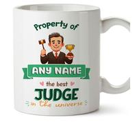 MUGFFINS Personalised Mug for Judge Man - in English - Property of - Funny Custom Gift for Colleagues - Ceramic 11oz Mug