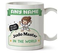 MUGFFINS Personalised Mug for Judo Master Woman - in English - Best in the World - Kawaii - Funny Custom Gift for Colleagues - Ceramic 11oz Mug